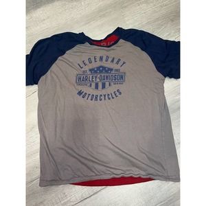 Harley Davidson Red/blue reversible T shirt